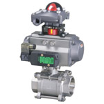 Pneumatic three chip internal thread ball valve