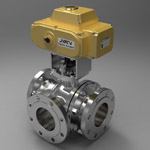 Electric 3-way flanged ball valve